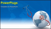 PowerPoint Template - Earth and stethoscope on white background. 3d