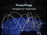 PowerPoint Template - D render of Earth - North America - at night, with Inter-city comm-links, flight paths, business co