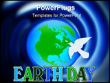 PowerPoint Template - Illustration for Earth Day with planet peace dove and 3D text symbol or logo.