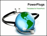 PowerPoint Template - Concept for world health care looking after the planet. Isolated on white. Focus on globe.