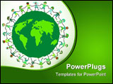 PowerPoint Template - Environmental kids standing around the world holding hands.