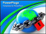 PowerPoint Template - Abstract 3d illustration of earth with chains and lock over white background