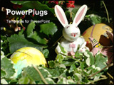 PowerPoint Template - a easter rabbit hides in the bushes