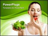 PowerPoint Template - A beautiful slender girl eating healthy food