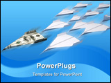 PowerPoint Template - Blank paper airplanes following a paper airplane from dollar
