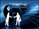 PowerPoint Template - Two business man doing business handshake in Virtual Ebusiness world