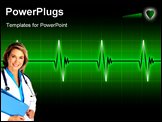 PowerPoint Template - Glowing electrocardiogram graph on a dark background