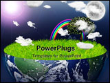 PowerPoint Template - Half earth with green grass and landscape