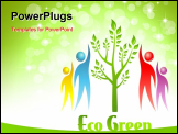 PowerPoint Template - Eco Green icon. Tree and people. Vector design