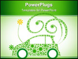 PowerPoint Template - reen flower eco car, isolated on white background, full scalable vector graphic included Eps v8 and