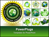 PowerPoint Template - Green earth concept icon with world globe symbol