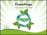 PowerPoint Template - eco green and blue icon with leaves