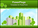 PowerPoint Template - green city with trees. ecology concept design.