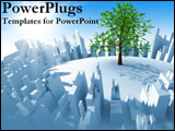 PowerPoint Template - A lone green tree growing in the midst of a busy city.