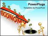 PowerPoint Template - Illustration of dollar sign down arrow and 3D text Economy.