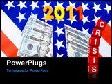 PowerPoint Template - Cut US dollars placed on American flag with numbers 2011