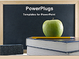 PowerPoint Template - green apple and books in front of blackboard