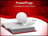 PowerPoint Template - 3D guy studying with a book and education text on the background