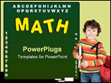 PowerPoint Template - A green chalk board with the word math on a white background education