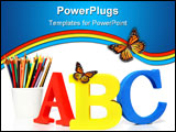 PowerPoint Template - ABC letters with pencils on white background