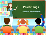 PowerPoint Template - teacher in classroom teaching young students in preschool or elementary school setting