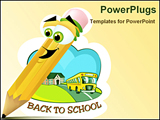 PowerPoint Template - A cartoon of a pencil that is very happy that he is writing something on a piece of paper