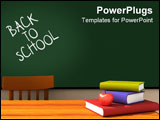 PowerPoint Template - 3D render of the inside of a classroom with back to school written on the chalkboard