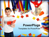 PowerPoint Template - Happy student holding a notebook and pencil