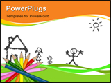 PowerPoint Template - illustration of colored pencils for school and kids