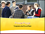 PowerPoint Template - college students are discussing each other