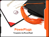 PowerPoint Template - college diploma certificate with cap