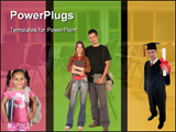 PowerPoint Template - Students standing with books bags and degree.