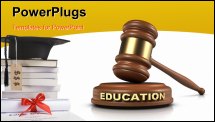 PowerPoint Template - Gavel and EDUCATION word writing on sound block