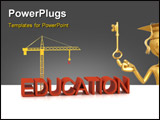 PowerPoint Template - 3d render of crane and text Education