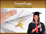 PowerPoint Template - open book and golden key, concept of success in education