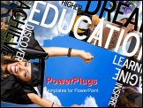 PowerPoint Template - n education montage or layout with photos and text of students and graduates. Plenty of copyspace f