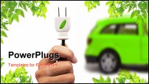 PowerPoint Template - Electric car and green car concept with white background