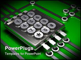 PowerPoint Template - d illustration of silver numeric keypad sitting on top of a simple microchip and electronic circuit