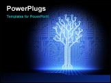 PowerPoint Template - Vector circuit board background with blue electronic tree
