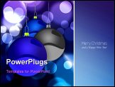 PowerPoint Template - elegant christmas background with tree balls blue