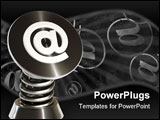 PowerPoint Template - email symbol on a spring gadget isolated over a white background. This is a 3D rendered picture.