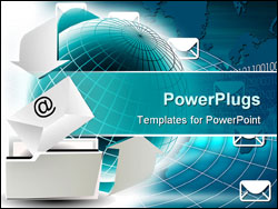 PowerPoint Template - planet with letter illustrating e-mail and communication