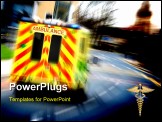 PowerPoint Template - Speeding ambulance flies through city street with zoom blur