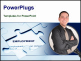 PowerPoint Template - Close up of Employment puzzle - blue cast
