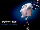PowerPoint Template - Close up shot of Uncle Sam emptying out coins from pink Piggy Bank