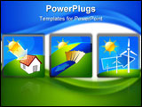 PowerPoint Template - Three icons with renewable energy: sun water and wind