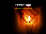 PowerPoint Template - Candle in two hands at the dark