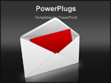 PowerPoint Template - There is a white envelope with the letter on a black background