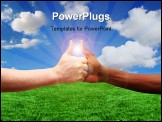 PowerPoint Template - Caucasian and African American Thumbs Up Agreement on Landscape Background