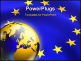 PowerPoint Template - European union flag and globe. Digital illustration.